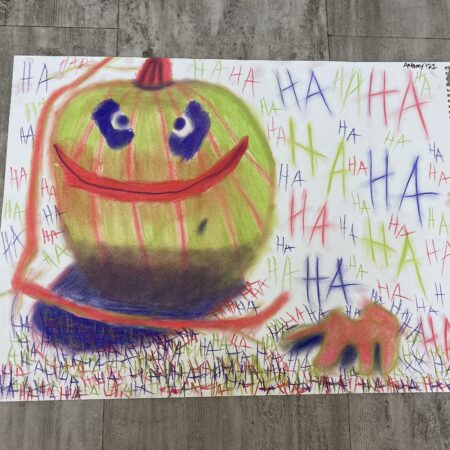 pumpkin with Joker color scheme